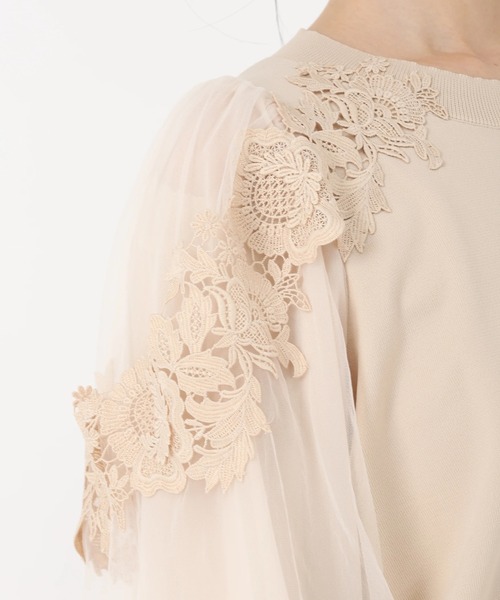 STRAWBERRY-FIELDS（ストロベリーフィールズ）の「ポーツポリー_レース*チュールスリーブニット（ニット/セーター・レディース・ブラック/ベージュ・2）」の14枚目の写真