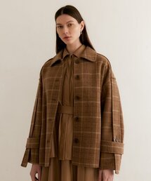 MODERNABLE（モダンエイブル）の「ベルトポイントハーフチェックハンドメイドコート - BROWN（チェスターコート）」