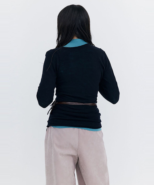 WNDERKAMMER(ブンダーカンマー)の「ウールドレープTシャツ_ネイビー(Tシャツ/カットソー・レディース・その他・SMALL/MEDIUM)」の2枚目の写真