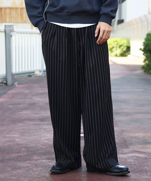 FFEIN（フェイン）の「【FFEIN（フェイン）】ストライプワイドタックパンツ / スラックス パンツ ドローストリング ストライプ 起毛  タック（その他パンツ・メンズ・ブルーグレー/ブラック/ネイビー/グレー・LARGE/MEDIUM/SMALL）」の15枚目の写真