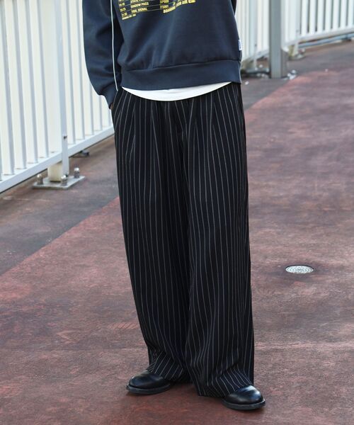 FFEIN（フェイン）の「【FFEIN（フェイン）】ストライプワイドタックパンツ / スラックス パンツ ドローストリング ストライプ 起毛  タック（その他パンツ・メンズ・ブルーグレー/ブラック/ネイビー/グレー・LARGE/MEDIUM/SMALL）」の18枚目の写真