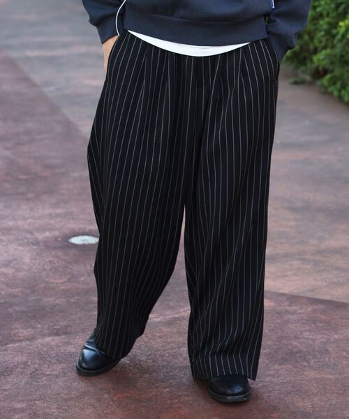 FFEIN（フェイン）の「【FFEIN（フェイン）】ストライプワイドタックパンツ / スラックス パンツ ドローストリング ストライプ 起毛  タック（その他パンツ・メンズ・ブルーグレー/ブラック/ネイビー/グレー・LARGE/MEDIUM/SMALL）」の19枚目の写真