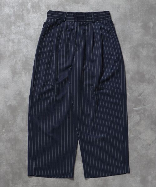 FFEIN（フェイン）の「【FFEIN（フェイン）】ストライプワイドタックパンツ / スラックス パンツ ドローストリング ストライプ 起毛  タック（その他パンツ・メンズ・ブルーグレー/ブラック/ネイビー/グレー・LARGE/MEDIUM/SMALL）」の5枚目の写真
