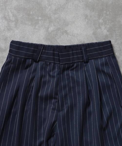 FFEIN（フェイン）の「【FFEIN（フェイン）】ストライプワイドタックパンツ / スラックス パンツ ドローストリング ストライプ 起毛  タック（その他パンツ・メンズ・ブルーグレー/ブラック/ネイビー/グレー・LARGE/MEDIUM/SMALL）」の7枚目の写真