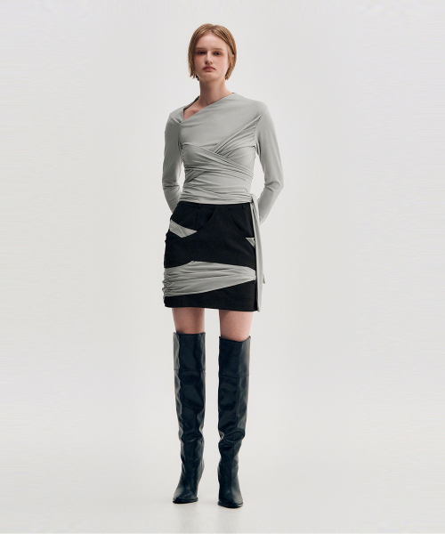 KIMZISU(キムジス)の「Multi-Tie Draped Jersey Top _ GREY(Tシャツ/カットソー・レディース・ライトグレー・SMALL/MEDIUM)」の7枚目の写真