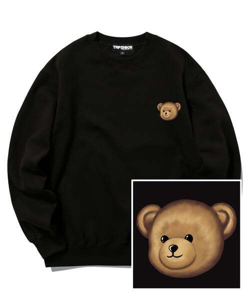 SMALL BEAR LOGO CREWNECK - BLACK