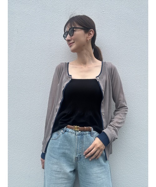 Day and Grade(デイアンドグレイド)の「【前田ゆかセレクト】バイカラーシアーカーディガン(カーディガン/ボレロ・レディース・ベージュ系その他/グレー系その他・FREE)」の6枚目の写真