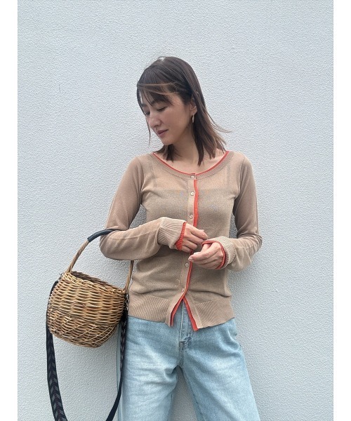 Day and Grade(デイアンドグレイド)の「【前田ゆかセレクト】バイカラーシアーカーディガン(カーディガン/ボレロ・レディース・ベージュ系その他/グレー系その他・FREE)」の4枚目の写真
