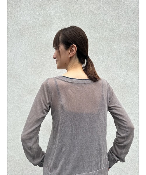 Day and Grade(デイアンドグレイド)の「【前田ゆかセレクト】バイカラーシアーカーディガン(カーディガン/ボレロ・レディース・ベージュ系その他/グレー系その他・FREE)」の8枚目の写真