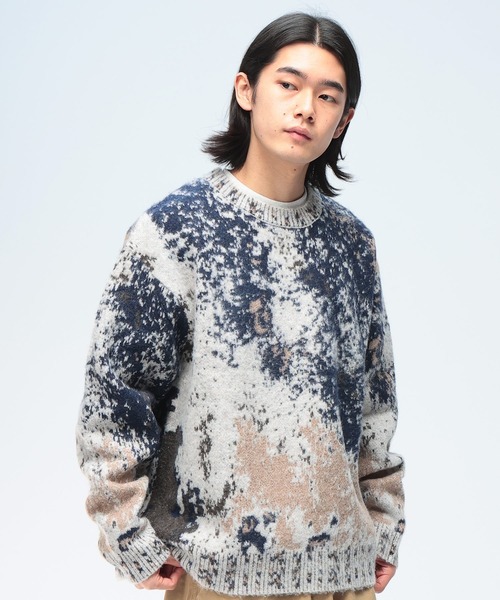 SAKAZEN(サカゼン)の「Cathy's Closet (キャシーズ クロセット) アブストラクト(抽象)柄 クルーネック ニット 52706005(ニット/セーター・メンズ・ベージュ/アイボリー/ブラック/ワイン・M/L)」の2枚目の写真