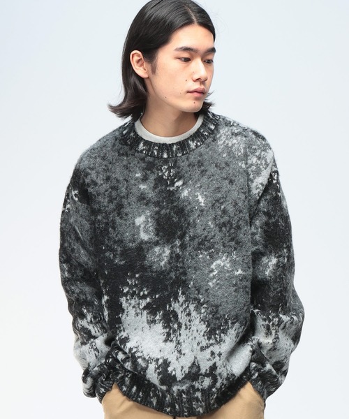 SAKAZEN(サカゼン)の「Cathy's Closet (キャシーズ クロセット) アブストラクト(抽象)柄 クルーネック ニット 52706005(ニット/セーター・メンズ・ベージュ/アイボリー/ブラック/ワイン・M/L)」の3枚目の写真