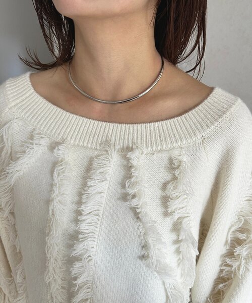 Thevon（ゼボン）の「ウェーブフリンジショートニット（ニット/セーター・レディース・アイボリー/ブラウン/サックスブルー/ブラック・FREE）」の22枚目の写真