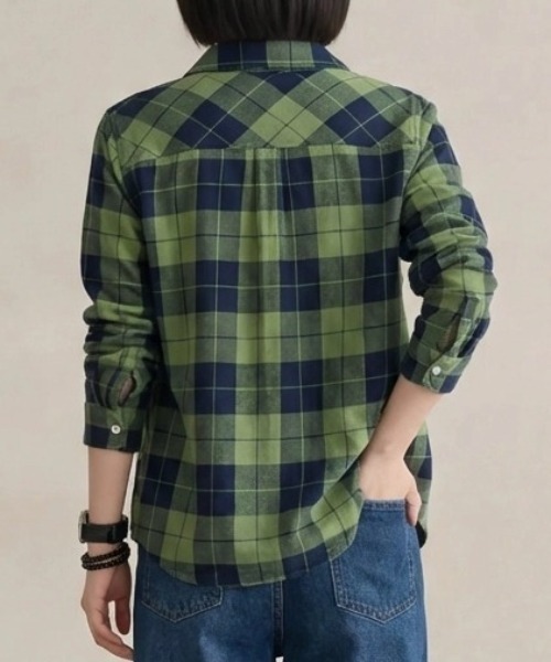 cammie(キャミー)の「チェックシャツ(シャツ/ブラウス・レディース・イエロー/グリーン/ブラック・L/XL)」の11枚目の写真