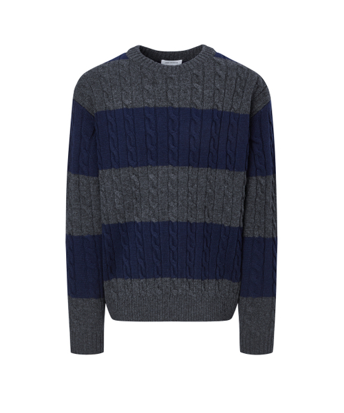 HAZZYS（ ヘジス）の「[HIS]ネイビーストライプケーブルセーター（ニット/セーター・メンズ・その他・SMALL/MEDIUM/LARGE）」の2枚目の写真