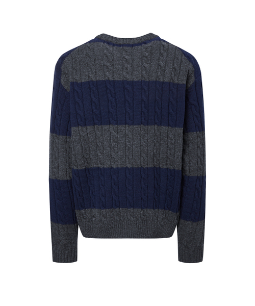 HAZZYS（ ヘジス）の「[HIS]ネイビーストライプケーブルセーター（ニット/セーター・メンズ・その他・SMALL/MEDIUM/LARGE）」の3枚目の写真