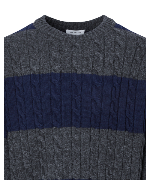 HAZZYS（ ヘジス）の「[HIS]ネイビーストライプケーブルセーター（ニット/セーター・メンズ・その他・SMALL/MEDIUM/LARGE）」の4枚目の写真