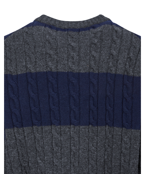 HAZZYS（ ヘジス）の「[HIS]ネイビーストライプケーブルセーター（ニット/セーター・メンズ・その他・SMALL/MEDIUM/LARGE）」の5枚目の写真