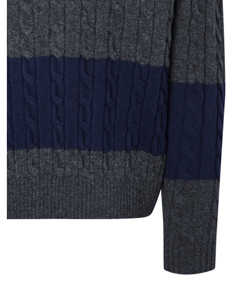 HAZZYS（ ヘジス）の「[HIS]ネイビーストライプケーブルセーター（ニット/セーター・メンズ・その他・SMALL/MEDIUM/LARGE）」の6枚目の写真
