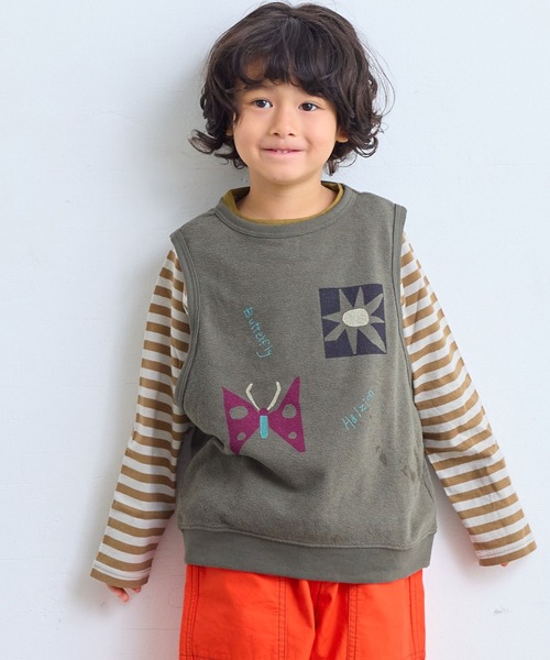 MARKEY'S（マーキーズ）の「サキソメボーダーカットソー（Tシャツ/カットソー・キッズ・ブラック系その他/イエロー系その他/ブラウン系その他/レッド系その他/グリーン系その他・100/95/90/80/150/140/130/120/110）」の2枚目の写真