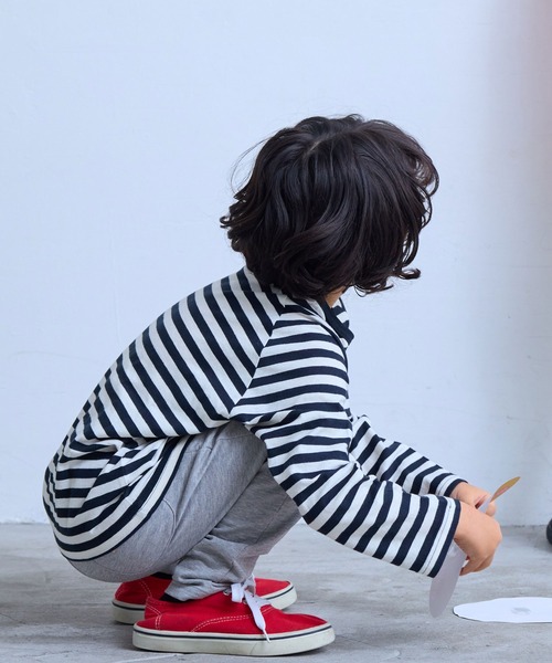 MARKEY'S（マーキーズ）の「サキソメボーダーカットソー（Tシャツ/カットソー・キッズ・ブラック系その他/イエロー系その他/ブラウン系その他/レッド系その他/グリーン系その他・100/95/90/80/150/140/130/120/110）」の10枚目の写真