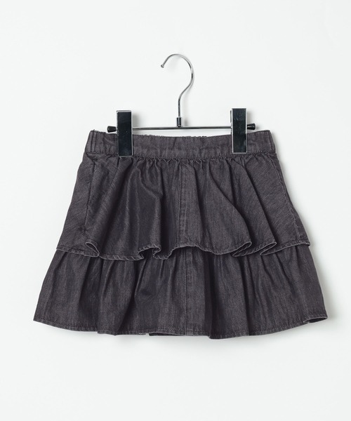 GLOBAL WORK（グローバルワーク）の「インナー付きデニムフリルスカート/T/625221（デニムスカート・キッズ・ブラック/ネイビー・100cm/110cm/120cm）」の2枚目の写真