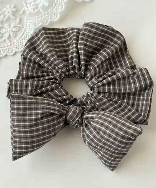 セール】【 ammy. / エイミードット 】 レトロ チェック パフ リボン