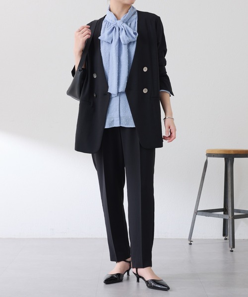 COLLAGE GALLARDAGALANTE（コラージュガリャルダガランテ）の「楊柳ドットジャガードボウタイブラウス（シャツ/ブラウス・レディース・ブルー/オフホワイト・FREE）」の11枚目の写真