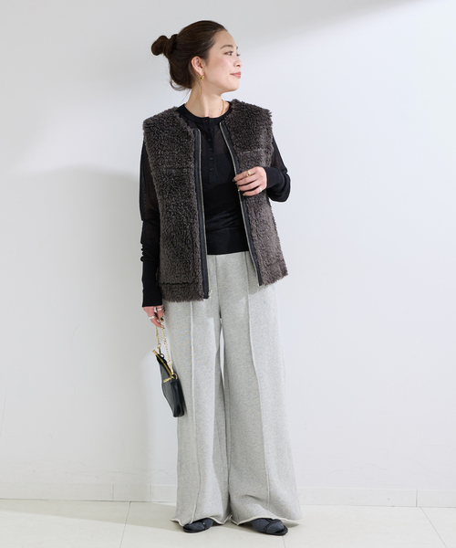 B.C STOCK（ベーセーストック）の「《追加5》ウォッシャブル / 裏毛センターシームスウェットパンツ（スウェットパンツ・レディース・ブラック系その他/チャコールグレー・FREE）」の9枚目の写真