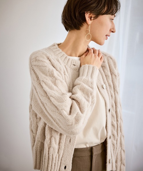 ROPE' PICNIC（ロペピクニック）の「ケーブルニットカーディガン（カーディガン/ボレロ・レディース・ベージュ/ネイビー/ブルー/ピンク系その他/グレー・FREE）」の3枚目の写真
