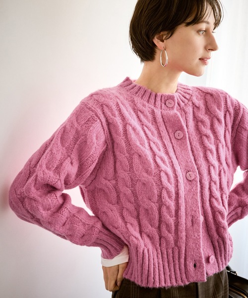ROPE' PICNIC（ロペピクニック）の「ケーブルニットカーディガン（カーディガン/ボレロ・レディース・ベージュ/ネイビー/ブルー/ピンク系その他/グレー・FREE）」の5枚目の写真