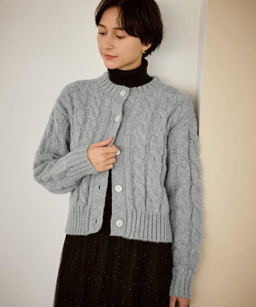 ROPE' PICNIC（ロペピクニック）の「ケーブルニットカーディガン（カーディガン/ボレロ・レディース・ベージュ/ネイビー/ブルー/ピンク系その他/グレー・FREE）」の6枚目の写真