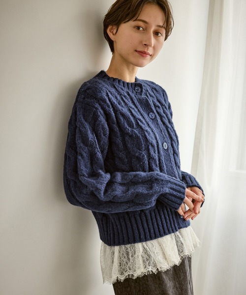 ROPE' PICNIC（ロペピクニック）の「ケーブルニットカーディガン（カーディガン/ボレロ・レディース・ベージュ/ネイビー/ブルー/ピンク系その他/グレー・FREE）」の16枚目の写真