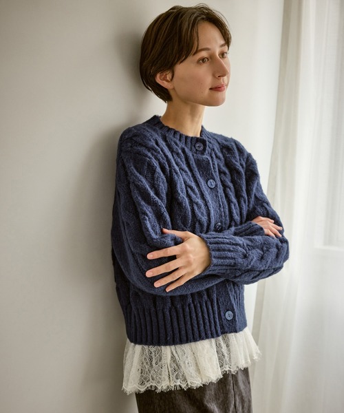 ROPE' PICNIC（ロペピクニック）の「ケーブルニットカーディガン（カーディガン/ボレロ・レディース・ベージュ/ネイビー/ブルー/ピンク系その他/グレー・FREE）」の15枚目の写真