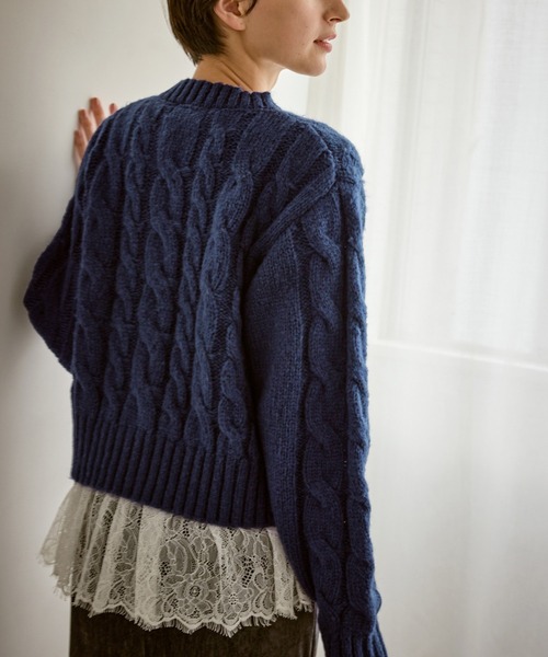 ROPE' PICNIC（ロペピクニック）の「ケーブルニットカーディガン（カーディガン/ボレロ・レディース・ベージュ/ネイビー/ブルー/ピンク系その他/グレー・FREE）」の13枚目の写真