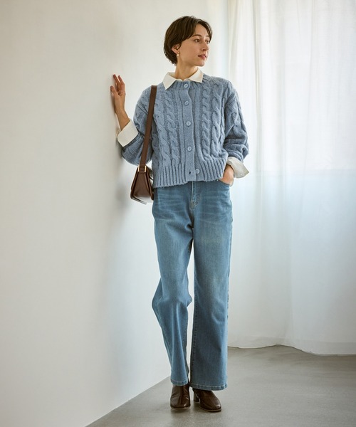 ROPE' PICNIC（ロペピクニック）の「ケーブルニットカーディガン（カーディガン/ボレロ・レディース・ベージュ/ネイビー/ブルー/ピンク系その他/グレー・FREE）」の12枚目の写真