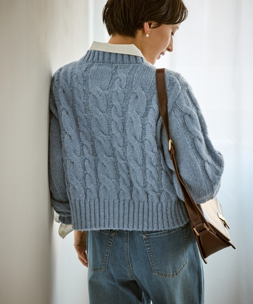 ROPE' PICNIC（ロペピクニック）の「ケーブルニットカーディガン（カーディガン/ボレロ・レディース・ベージュ/ネイビー/ブルー/ピンク系その他/グレー・FREE）」の10枚目の写真