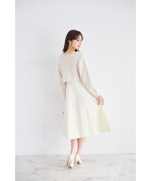 tocco closet(トッコ クローゼット)の「リボン付きニットボレロ×ニットワンピースセット(ワンピース・レディース・モカ/アイボリー・M)」の5枚目の写真