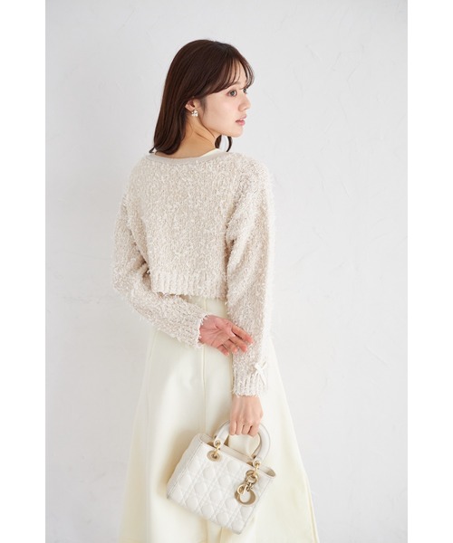 tocco closet(トッコ クローゼット)の「リボン付きニットボレロ×ニットワンピースセット(ワンピース・レディース・モカ/アイボリー・M)」の11枚目の写真