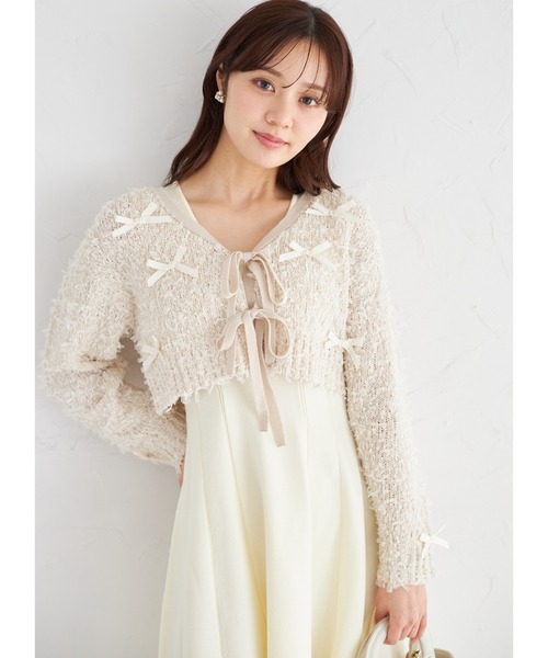 tocco closet(トッコ クローゼット)の「リボン付きニットボレロ×ニットワンピースセット(ワンピース・レディース・モカ/アイボリー・M)」の9枚目の写真