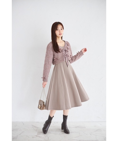 tocco closet(トッコ クローゼット)の「リボン付きニットボレロ×ニットワンピースセット(ワンピース・レディース・モカ/アイボリー・M)」の14枚目の写真