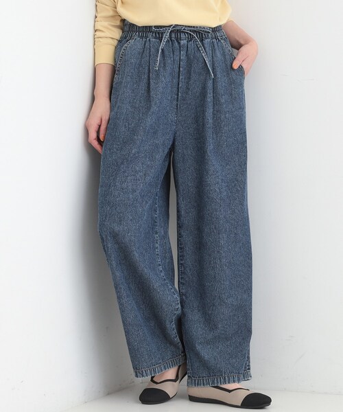 SHOO・LA・RUE(シューラルー)の「【ライトオンスデニム/着丈選べる】らくらくデニムイージーワイドパンツ(デニムパンツ・レディース・ライトブルー/ブラック/ブルー系その他/ライトグレー・01/04/03/02/42/40/38/36)」の4枚目の写真