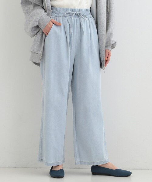 SHOO・LA・RUE(シューラルー)の「【ライトオンスデニム/着丈選べる】らくらくデニムイージーワイドパンツ(デニムパンツ・レディース・ライトブルー/ブラック/ブルー系その他/ライトグレー・01/04/03/02/42/40/38/36)」の3枚目の写真