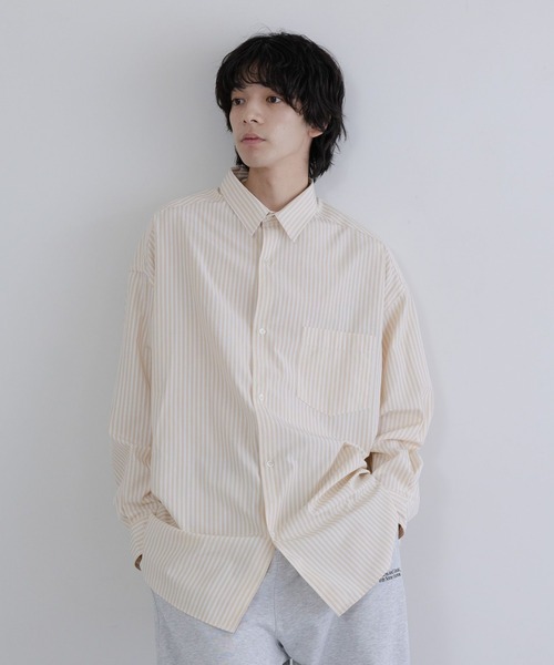 LOWRYS FARM（ローリーズファーム）の「【LFM(U)】BROADストライプシャツＬＳ　 636717（シャツ/ブラウス・メンズ・ベージュ/ブルー/ベージュ系その他・MEDIUM/LARGE）」の2枚目の写真