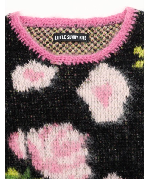 Little sunny bite（リトルサニーバイト）の「Little sunny bite/floral knit（ニット/セーター・レディース・ピンク/イエロー/ブラック・MEDIUM/SMALL）」の6枚目の写真