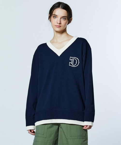 DOUBLE STANDARD CLOTHING(ダブルスタンダードクロージング)の「Dロゴ クロシェVニット(ニット/セーター・レディース・ネイビー・FREE)」の3枚目の写真