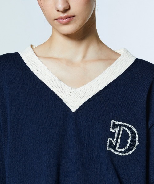 DOUBLE STANDARD CLOTHING(ダブルスタンダードクロージング)の「Dロゴ クロシェVニット(ニット/セーター・レディース・ネイビー・FREE)」の6枚目の写真