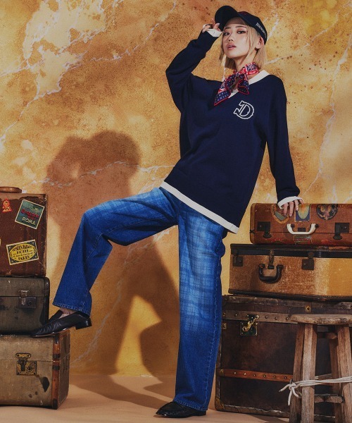 DOUBLE STANDARD CLOTHING(ダブルスタンダードクロージング)の「Dロゴ クロシェVニット(ニット/セーター・レディース・ネイビー・FREE)」の13枚目の写真