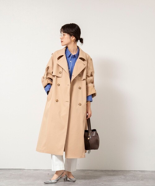 NOLLEY’S（ノーリーズ）の「NMPウォッシャブルロングトレンチコート（トレンチコート・レディース・オリーブ/ベージュ・M）」の9枚目の写真