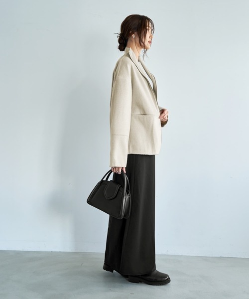 STYLE DELI(スタイルデリ)の「【LUXE】カシミヤタッチボトルネックジャケット(ブルゾン・レディース・グレー/ベージュ・FREE)」の12枚目の写真