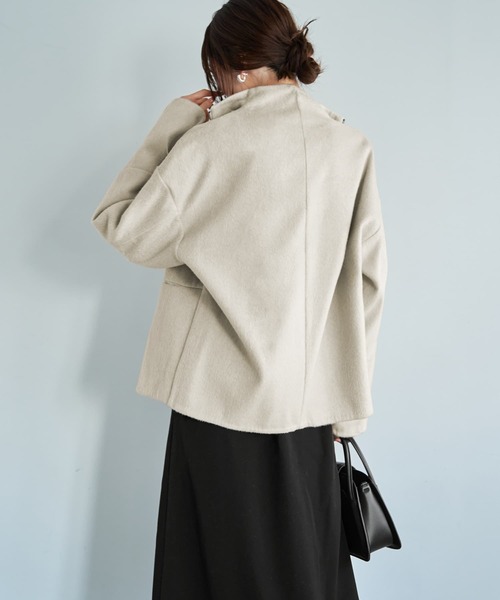 STYLE DELI(スタイルデリ)の「【LUXE】カシミヤタッチボトルネックジャケット(ブルゾン・レディース・グレー/ベージュ・FREE)」の15枚目の写真